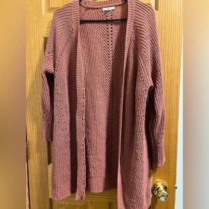 Dark Mauve Open Front Cardigan